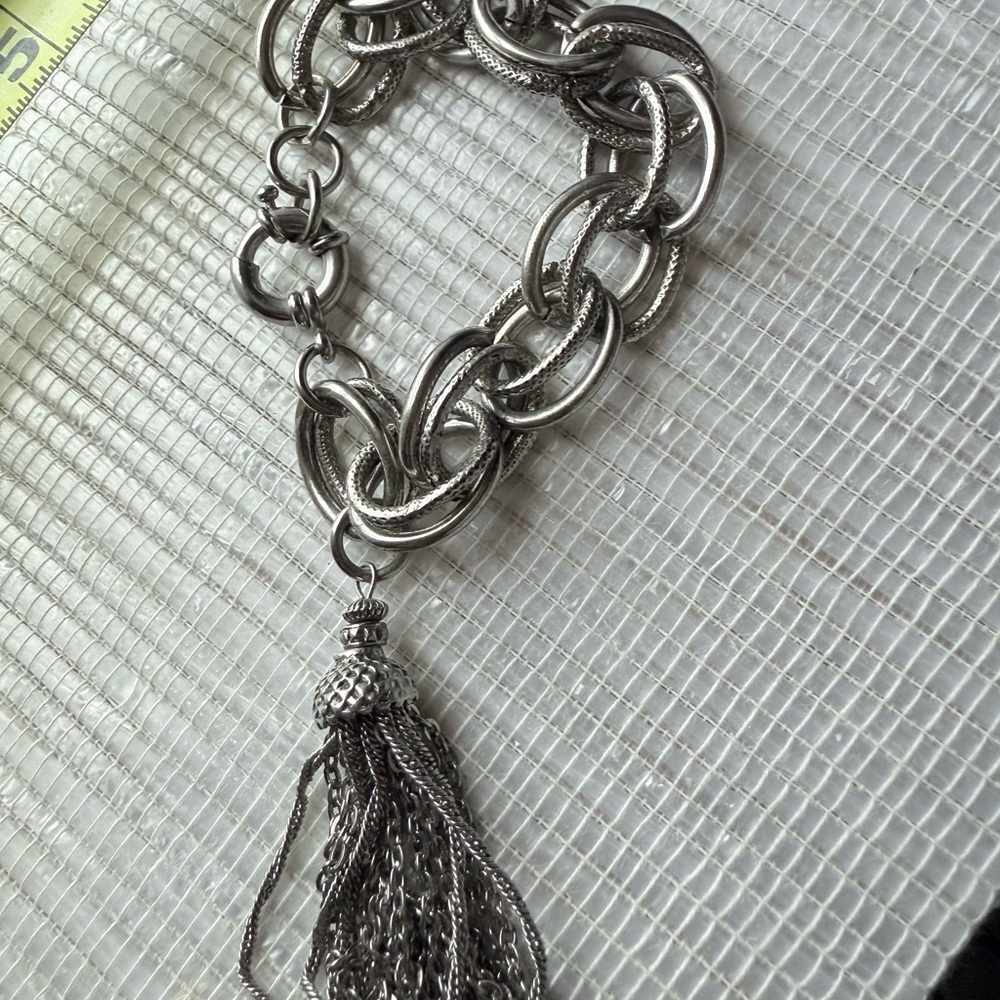Elegant Silver Chain Bracelet with Tassel